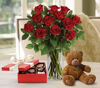 Picture of Beautiful Love | Roses in a Vase, Teddy & Chocolates