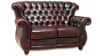 Chealsea 2 Seater Chesterfield | Washout Burgandy Leather