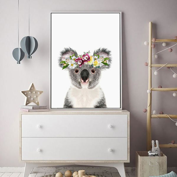 Picture of Flower Crown Koala | Framed Wall Art