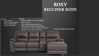 Roxy Recliner Suite w/ RHF Chaise | Rhino Suede Jet