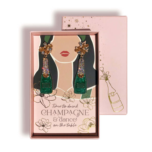 Picture of Time to Drink Champagne - Green Champagne Bottle | Lisa Pollock