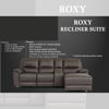 Roxy Recliner Suite w/ RHF Chaise | Rhino Suede Jet