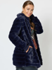 Princess Faux Fur Longline Jacket - Navy | Hammock & Vine
