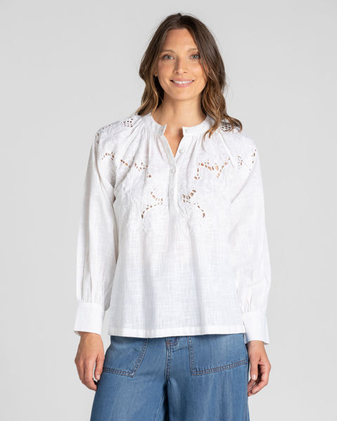 Nyra Embroidered Top - White | Boom Shanker