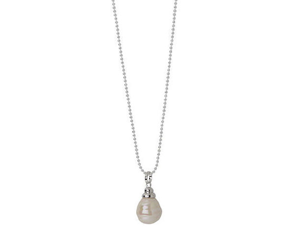 Potatoe Pearl Pendant on 90cm Long Sterling Ball Chain - Light Rose  | Firucci