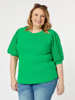Kyla Broderie Sleeve Top - Green | Threadz