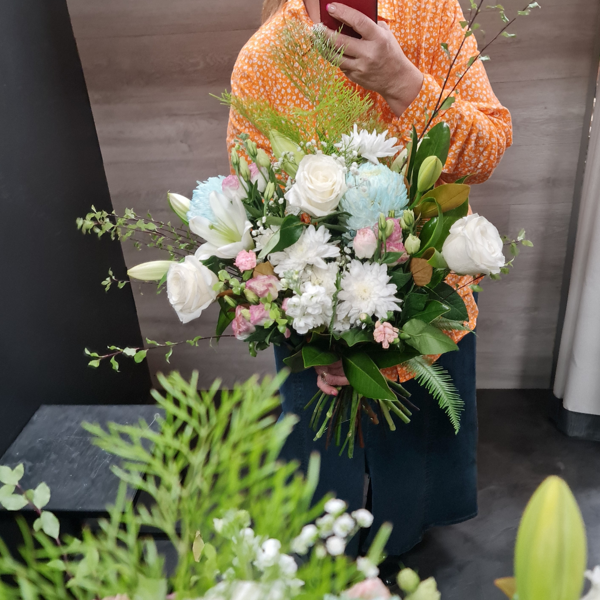 Flowers in A Jug | Baby Blue & White