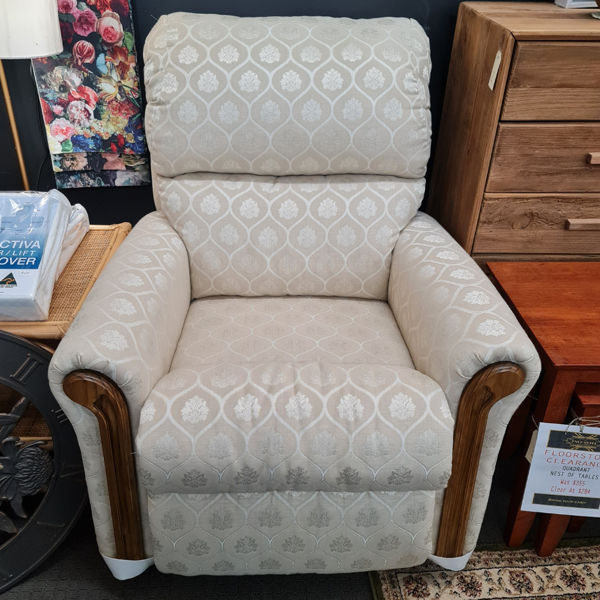 Devon Manual Recliner | Parchment Ivory Fabric