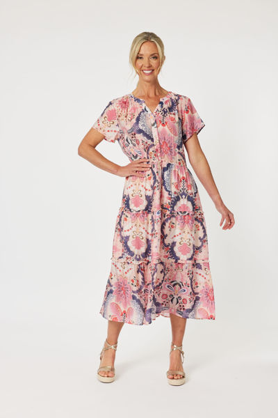 Newport Printed Dress - Coral | Gordon Smith