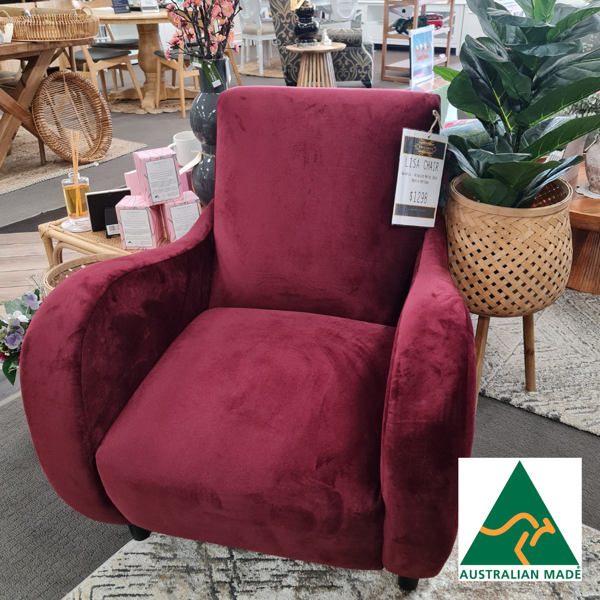 Lisa Armchair - Custom Made |  Warwich Acapulco Merlot (Bacl) Aystre Heritage