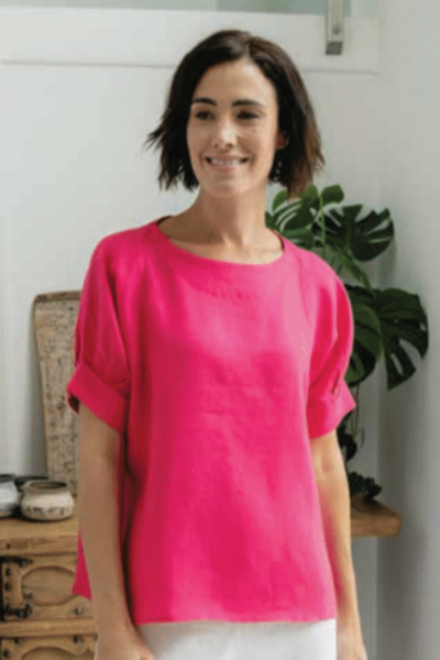 Cuff Sleeve A-Line Top - Pink | Seesaw