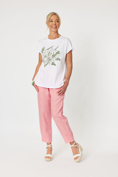 Sarah Rib Waist Linen Pant - Carol  | Gordon Smith