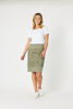 Charlie Cotton Twill Stretch Skirt - Khaki | Gordon Smith