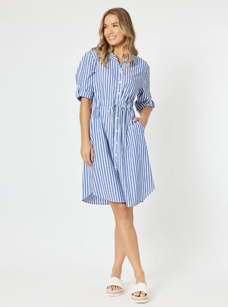 Summer Stripe Dress - Blue | Threadz