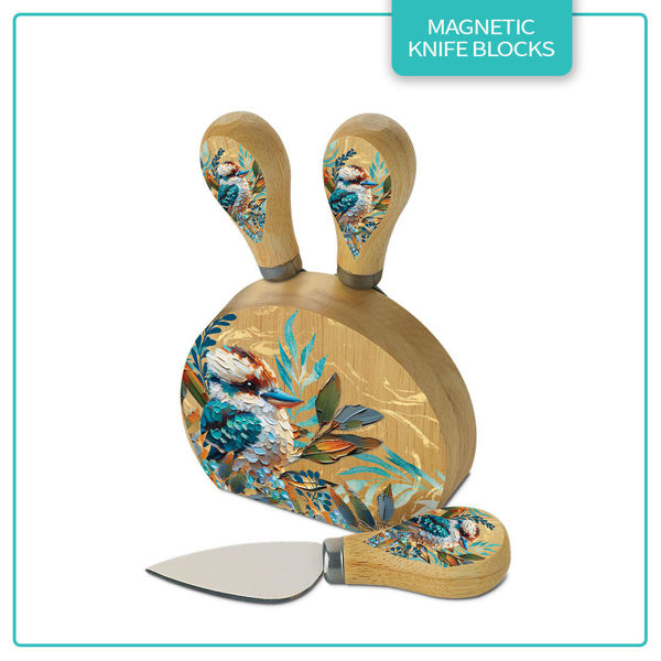 Knife Block - Charming Kookas/Gold | Lisa Pollock Art