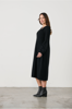 Half Rib Knit  & Dress Puff Sleeve - Black  | Caju