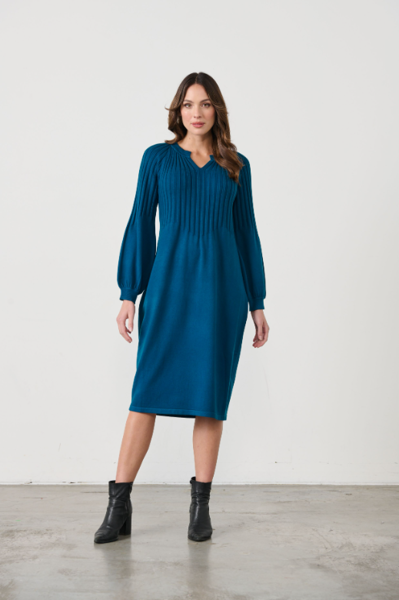 Half Rib Knit  & Dress Puff Sleeve - Blue | Caju