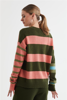 Lambswool Stripe Crew- Olive | LD+C Knitwear