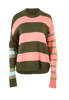 Lambswool Stripe Crew- Olive | LD+C Knitwear