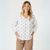 Rattan Embroidered Top - White/Natural | Gordon Smith