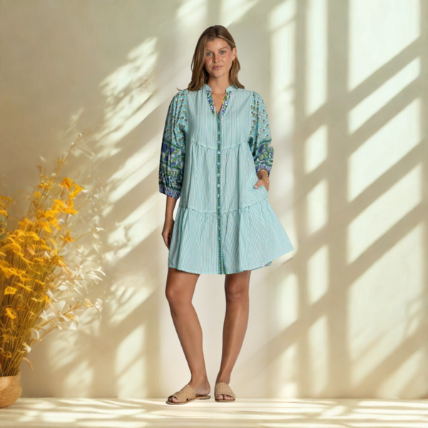 Mississippi Button Dress - Lagoon | Ibisa