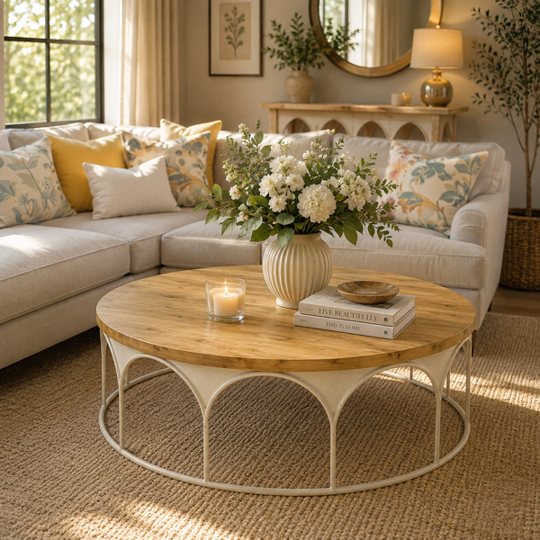 Martinique Coffee Table - Large | Natural/Distressed White