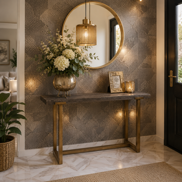 Lustre Emporium Console Table | Distressed Black & Gold