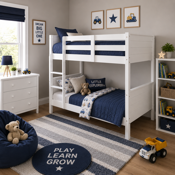 Welling Single Bunk Bed  White