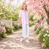 Monaco Embroidered Spot Top - Pale Pink | Gordon Smith