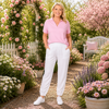 Sarah Linen Pleat Hem Pant - White  Gordon Smith