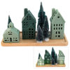 Green LED Village Houses | 14 x 35.5 x23