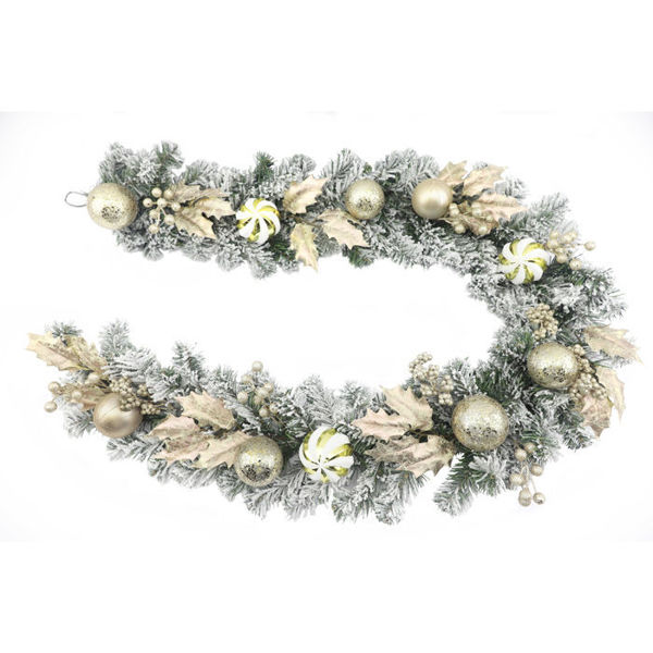 PVC Mixed Holly Garland - Champagne | 183cm