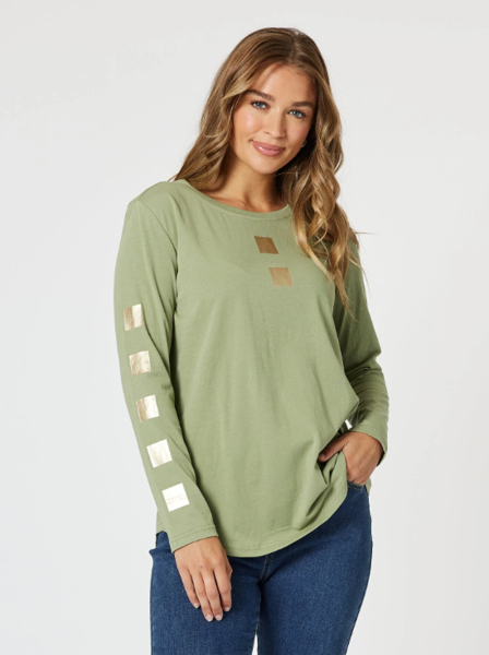 Be Square Long Sleeve Top - Khaki | Threadz