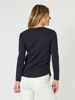 Crew Neck Cotton Rib Long Sleeve Top - Navy | Gordon Smith