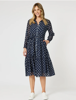 Sorrento Spot Print Button Dress - Navy/White | Gordon Smith