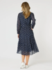 Sorrento Spot Print Button Dress - Navy/White | Gordon Smith