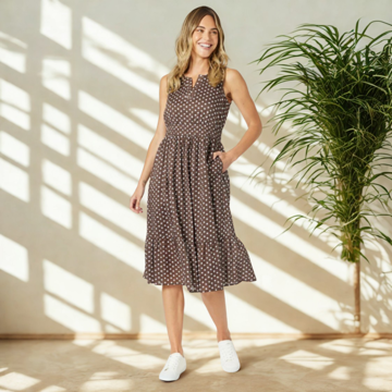 Get Spotty Print Dress - Koko White | Gordon Smith