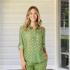 Basil Spot Print Sheer Shirt - Basil White | Gordon Smith