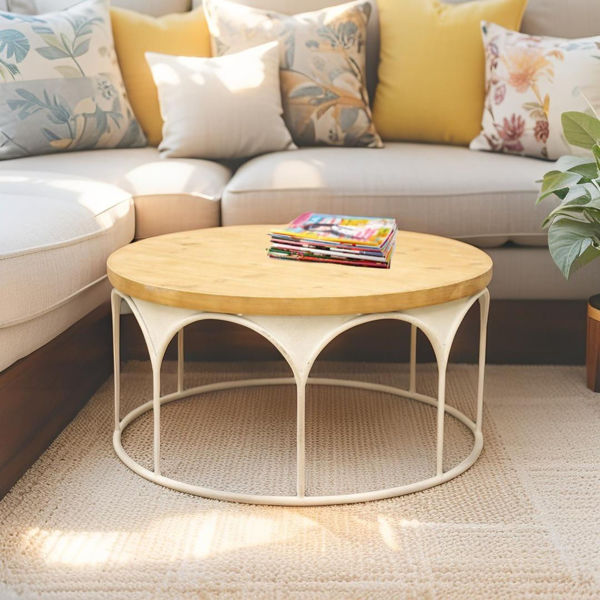 Martinique Coffee Table - Large | Natural/Distressed White