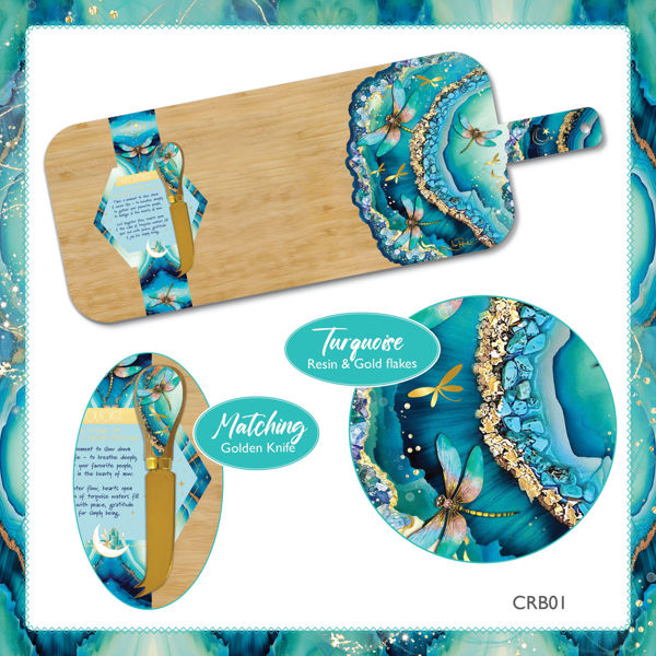 Lisa Pollock Turquoise Dragonfly Eco-Friendly Serving Board | Crystal Resin Cheese Board Gift
