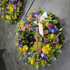Colourful Memorial Wreath  | 12" Fresh Flower Tribute Wreath